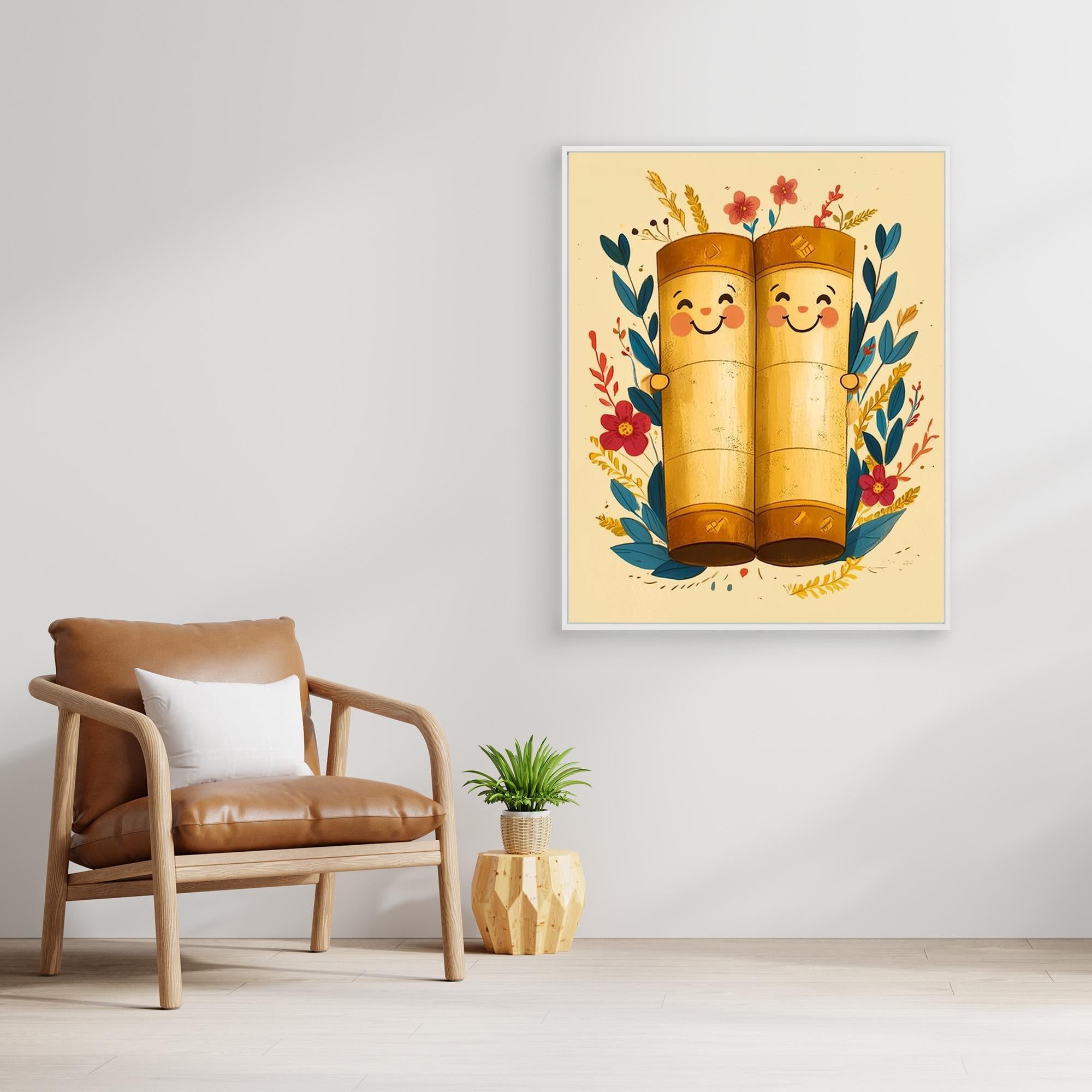 Cute Happy Scrolls Art Print | Whimsical Nursery Wall Decor - Framed Pop Art