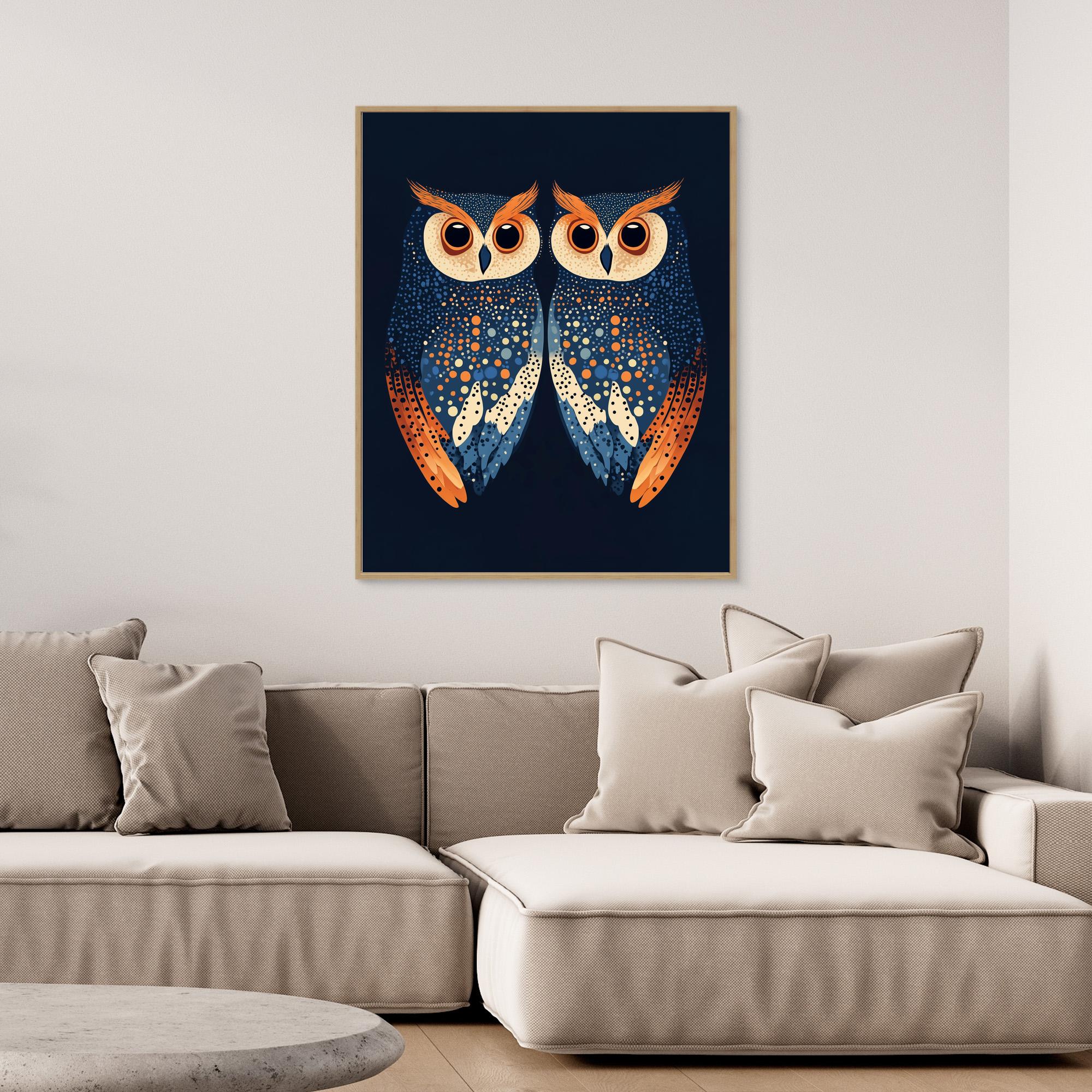 Hallway Wall Art – Modern Owl Canvas Print - Framed Pop Art
