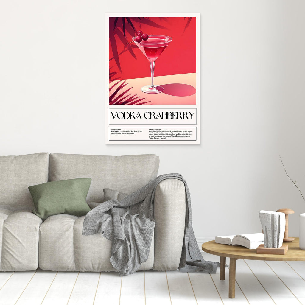 Vodka Cranberry Cocktail Recipe Wall Art for Home Bar Decor - Framed Pop Art