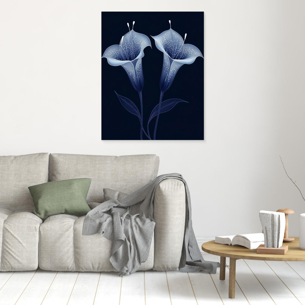 Navy Hummingbird & Blossom Wall Art | Modern Floral Nursery - Framed Pop Art
