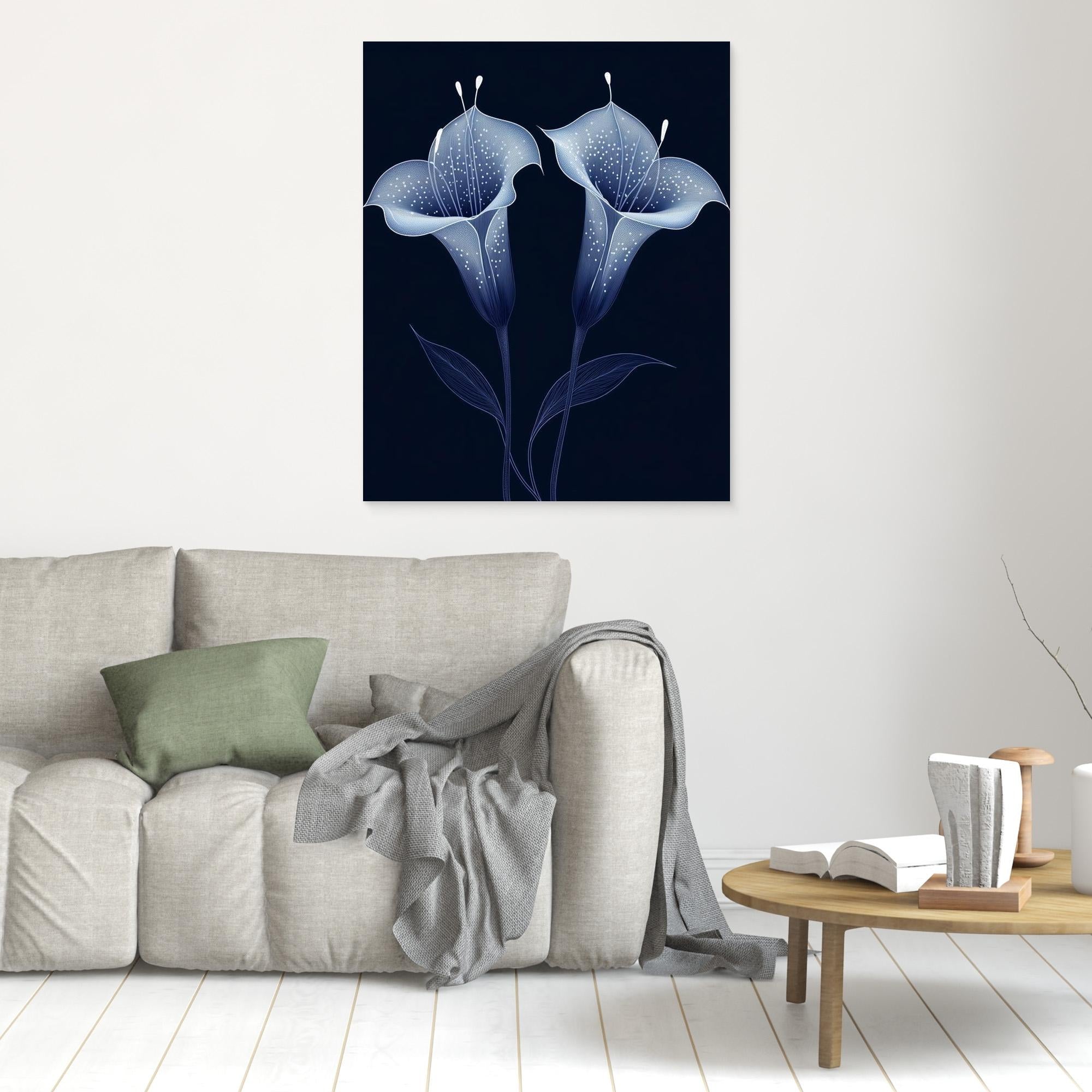 Navy Hummingbird & Blossom Wall Art | Modern Floral Nursery - Framed Pop Art