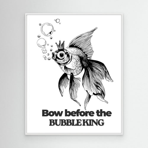 Bow Before The Bubble King Goldfish Bathroom Wall Art Print - Framed Pop Art