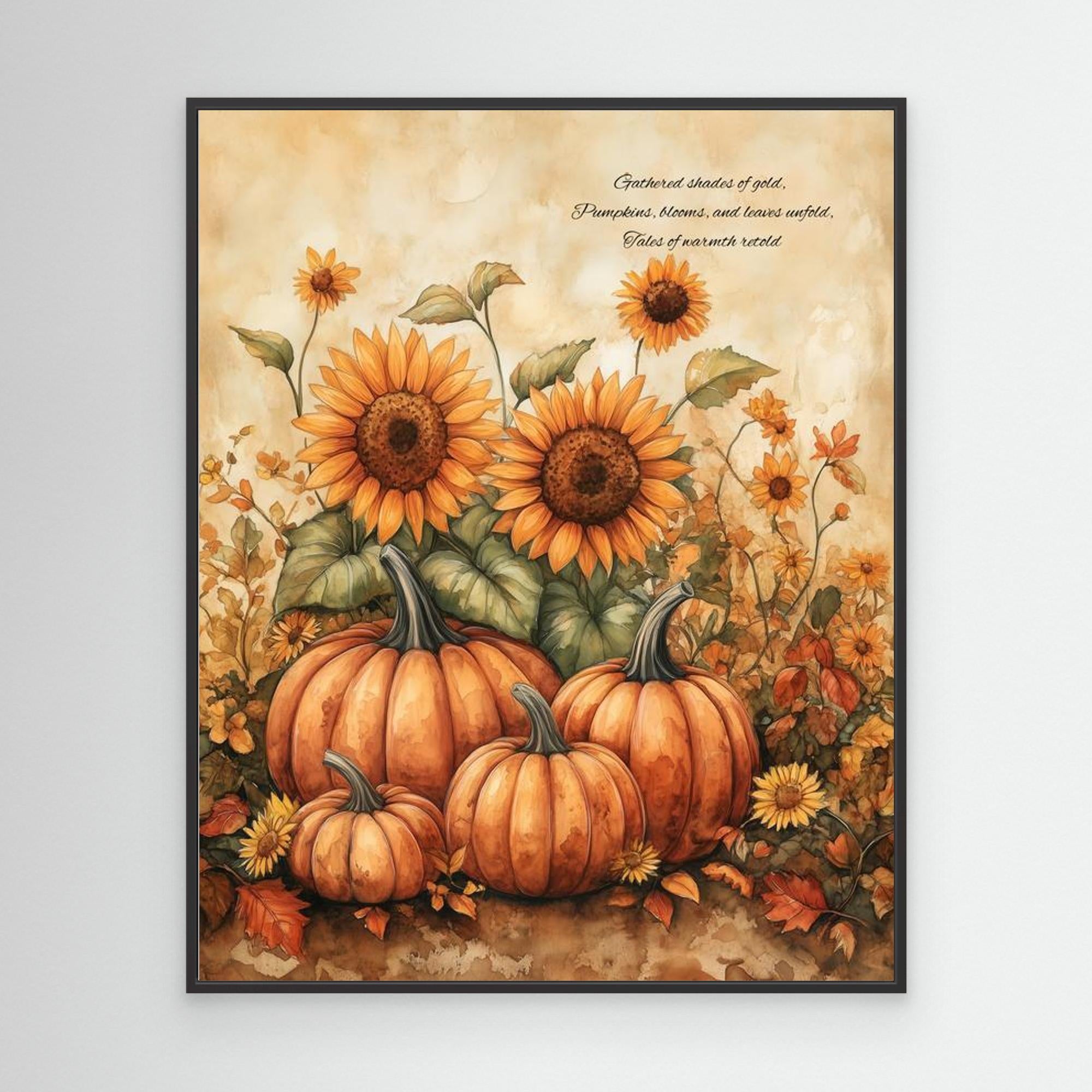 Autumn Pumpkins Sunflowers Canvas Wall Art