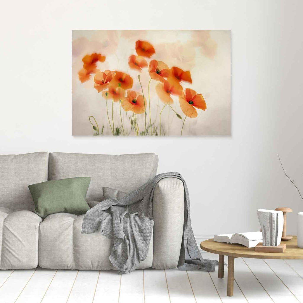 Orange Poppy Wall Art | Boho Floral Bedroom Decor