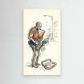 Saxophone Street Player Sketch Canvas Wall Art | Music Art - Framed Pop Art