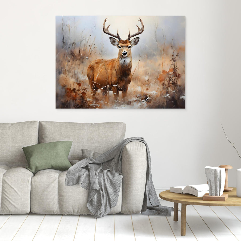 Majestic Stag Canvas Print | Rustic Lodge Hallway Wall Art - Framed Pop Art