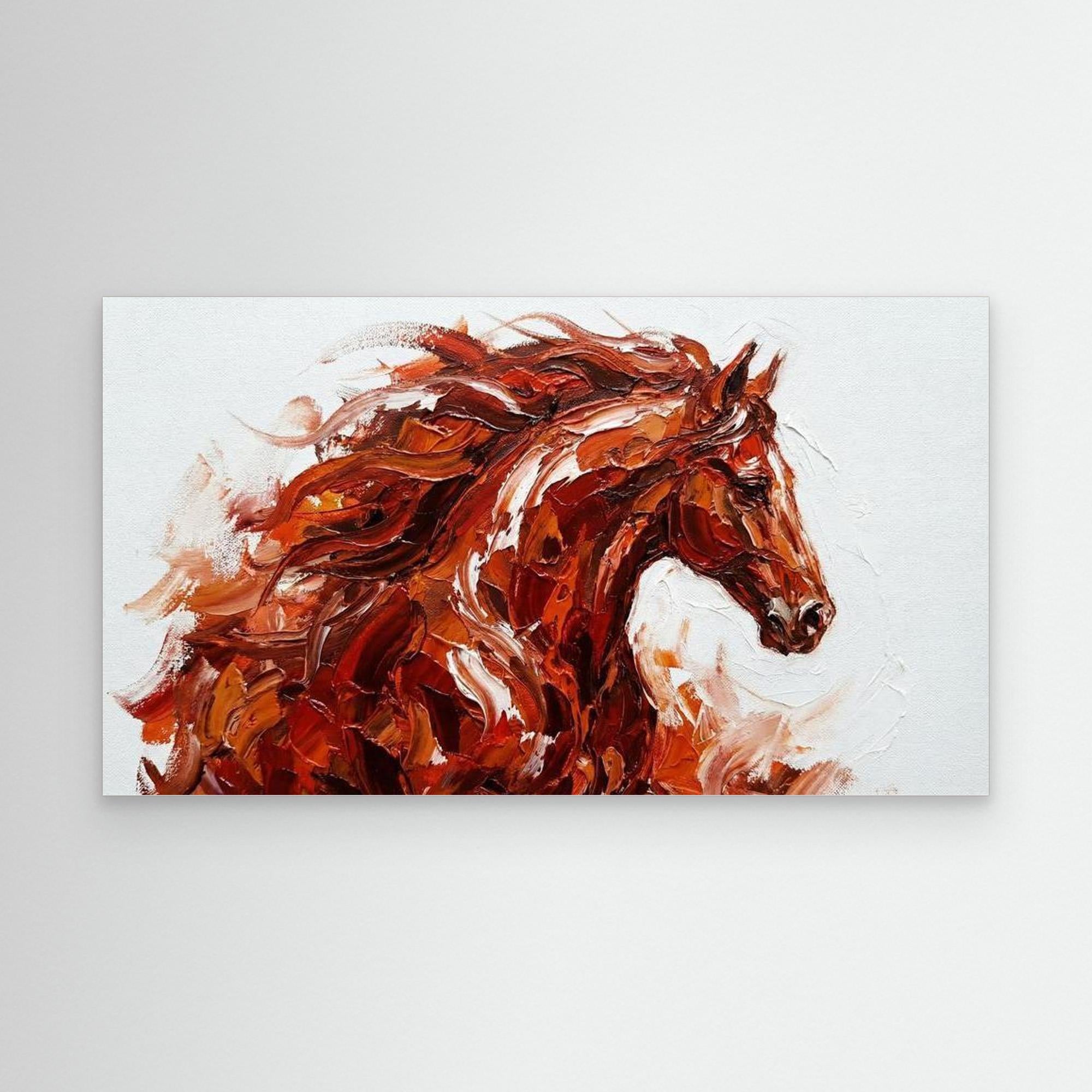 Fire Horse Canvas Print for Modern Living Room Decor - Framed Pop Art