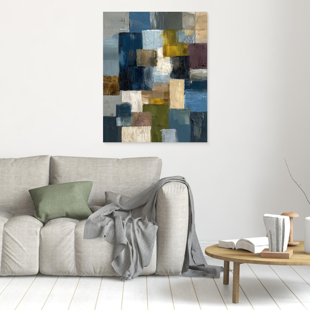 Abstract Blue & Earthy Textured Canvas Art | Framed Wall Decor