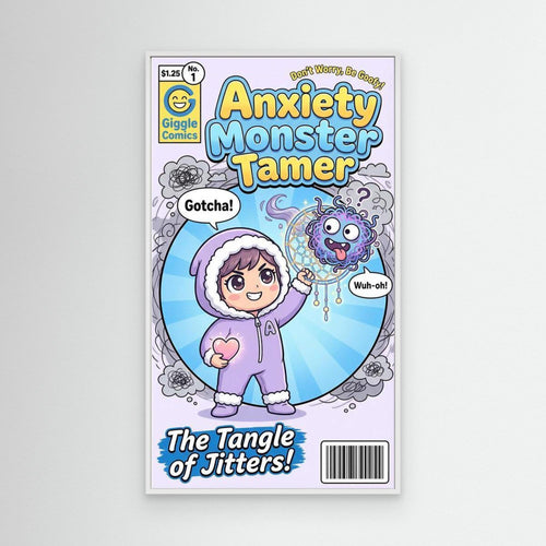 Anxiety Monster Tamer Comic Wall Art | Kids Room Decor - Framed Pop Art