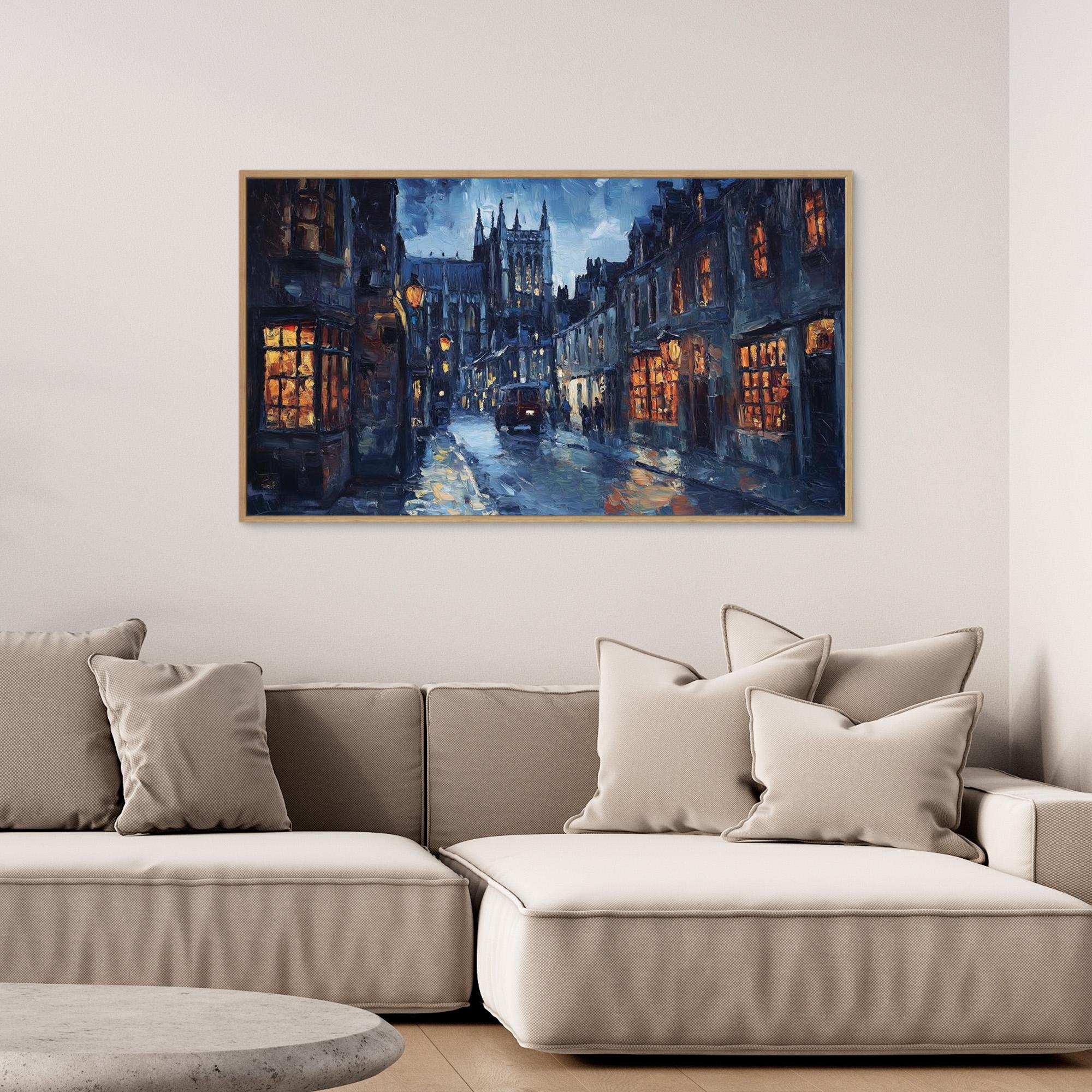Canterbury Cathedral Night Cityscape Canvas Wall Art