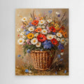 Wildflower Canvas Wall Art | Floral Basket Decor | Nursery Art