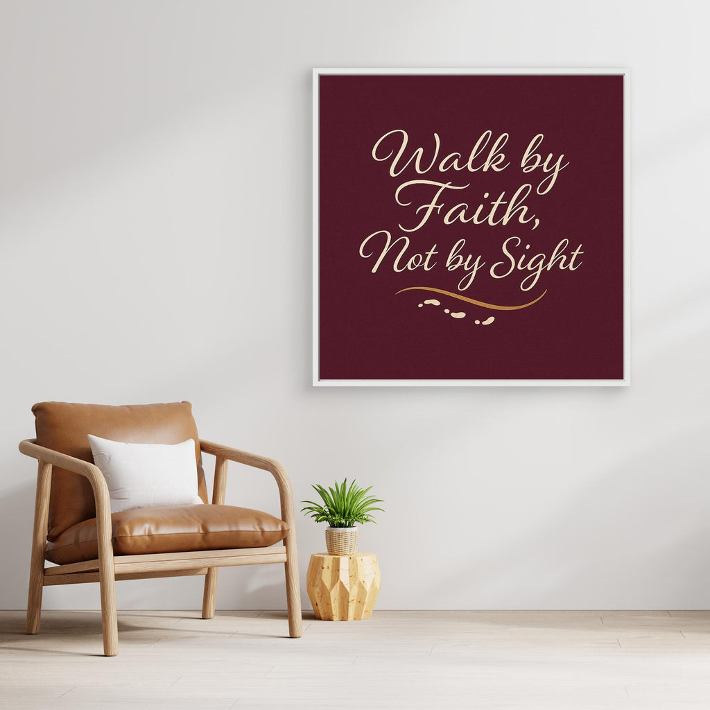 Walk by Faith Wall Art | Christian Bedroom Decor Quote - Framed Pop Art
