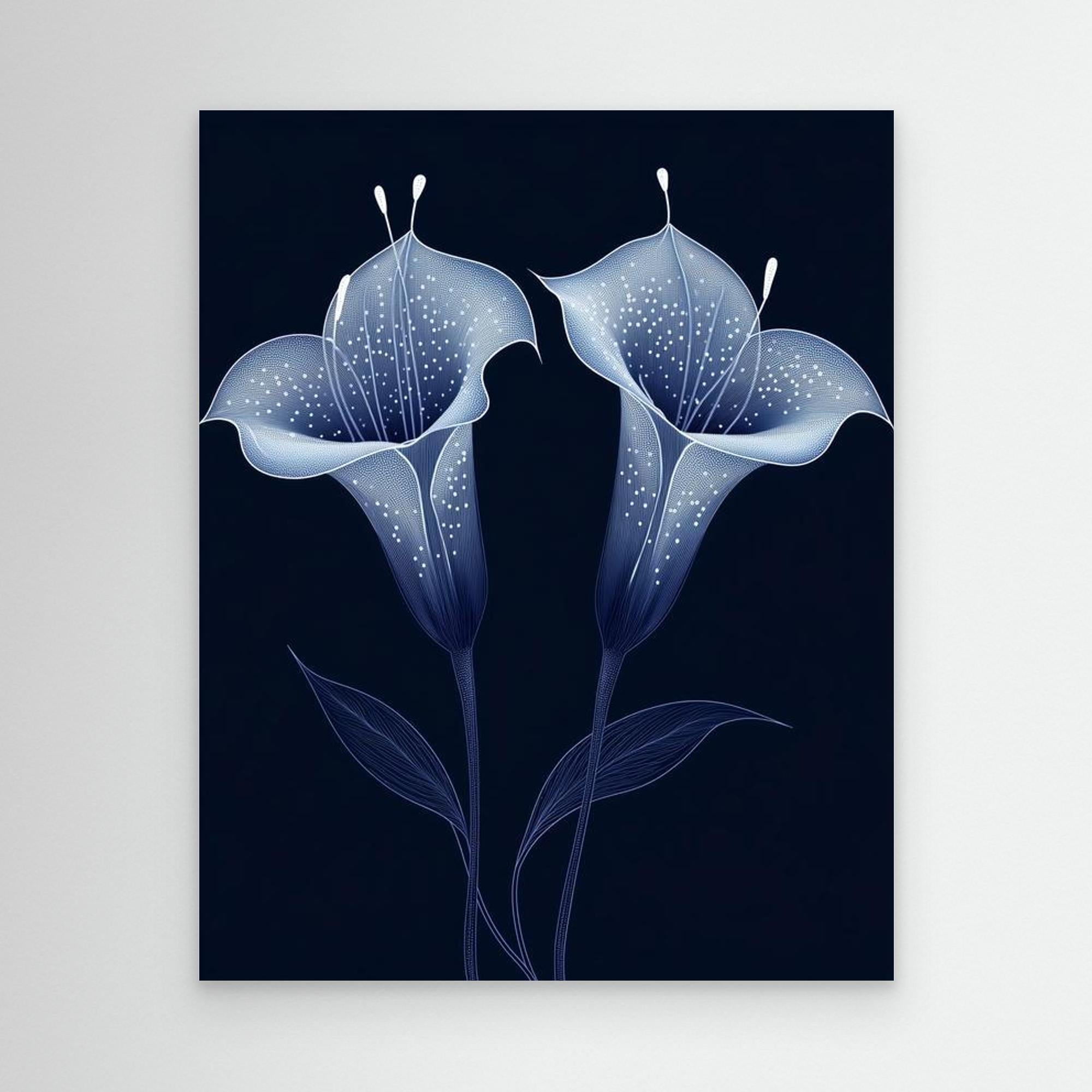 Navy Hummingbird & Blossom Wall Art | Modern Floral Nursery - Framed Pop Art
