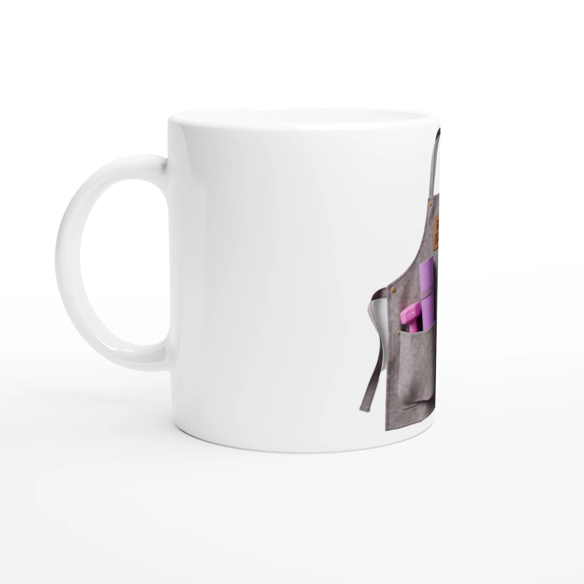Gym Queen Fitness Apron Mug | Funny 11oz Ceramic Coffee Cup - Framed Pop Art