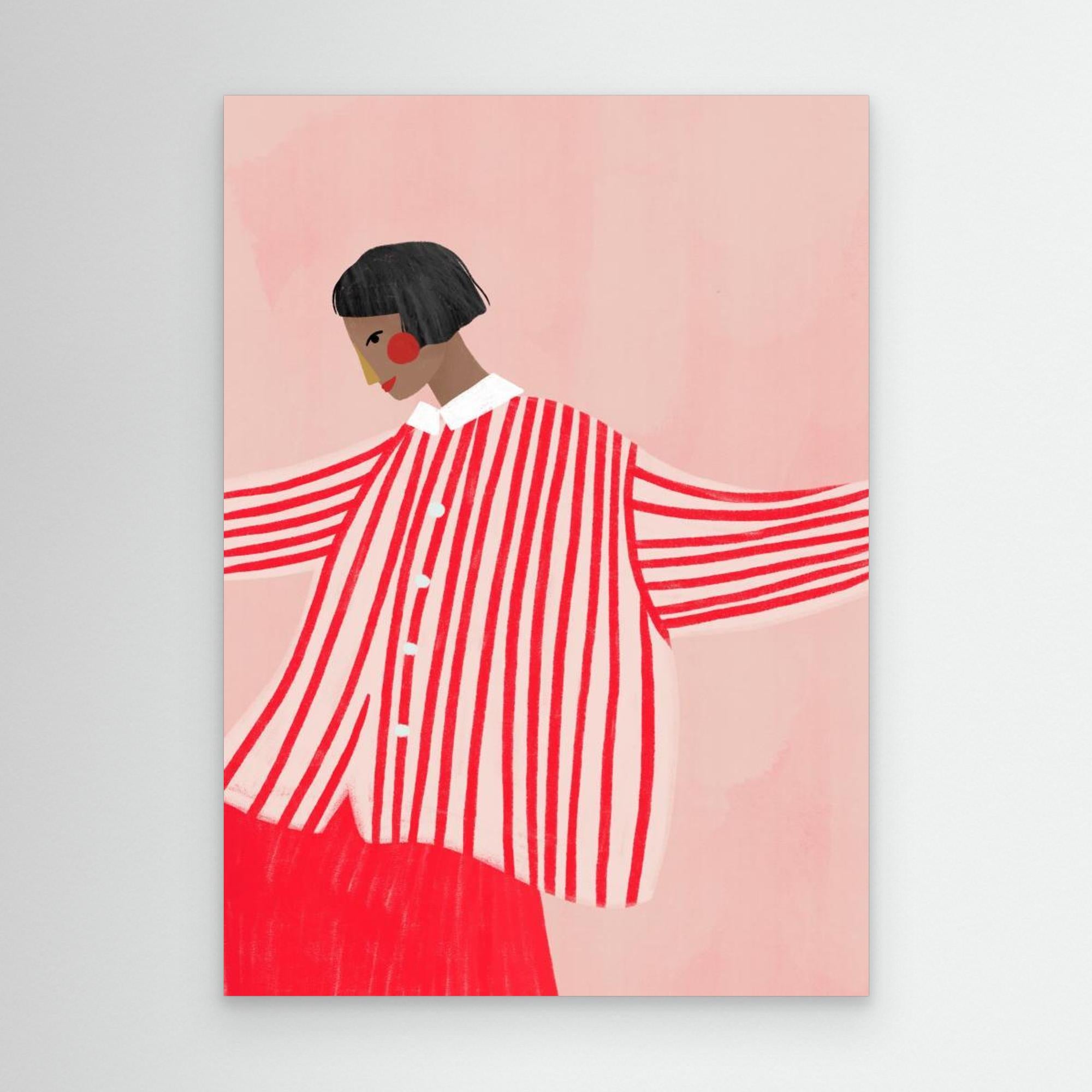 Playful Pink & Red Illustration Wall Art | Chic Bedroom Decor - Framed Pop Art