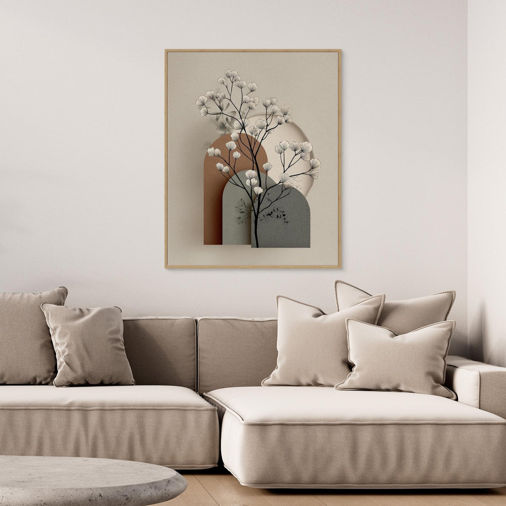 Minimalist Botanical Arch Framed Canvas Wall Art - Framed Pop Art