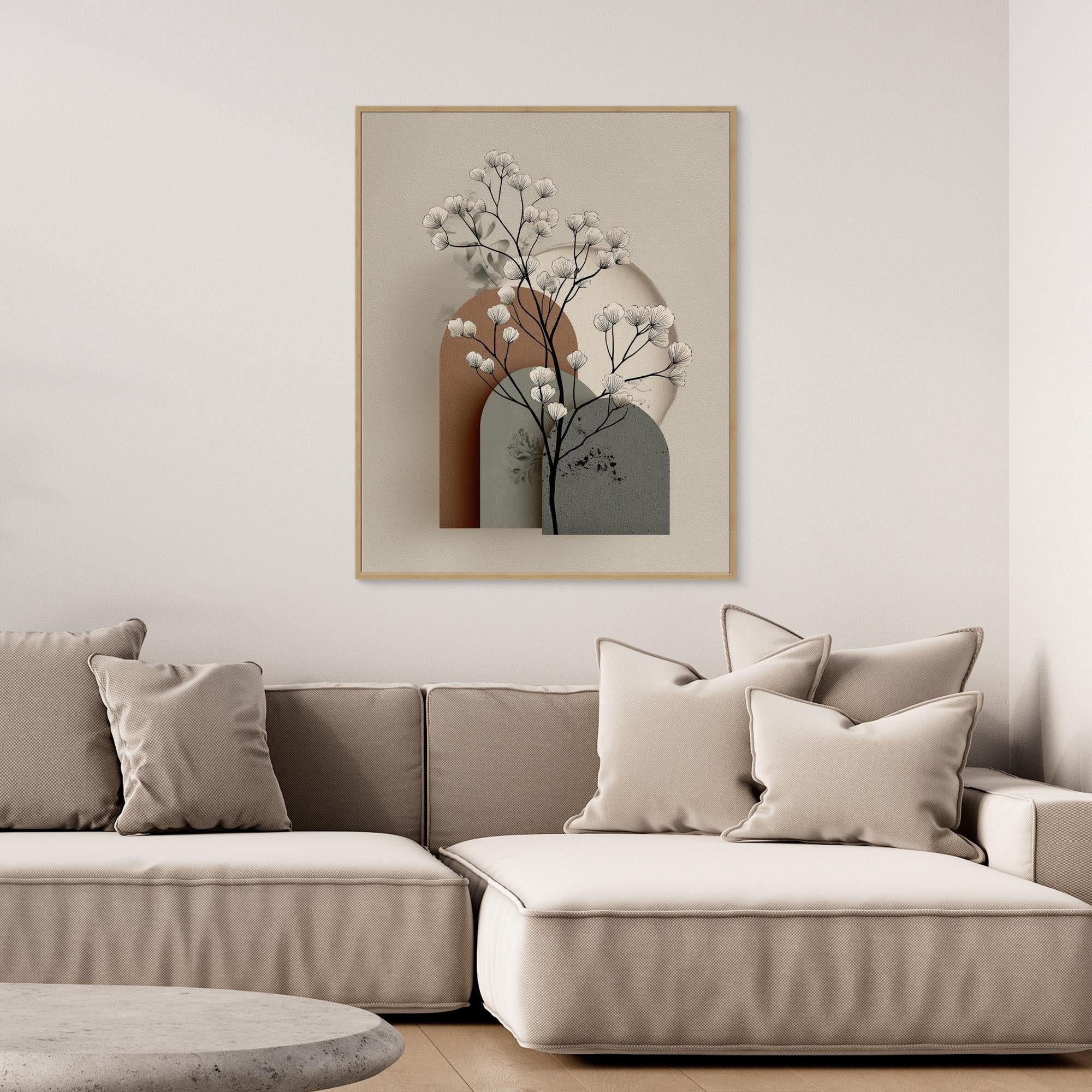 Minimalist Botanical Arch Framed Canvas Wall Art