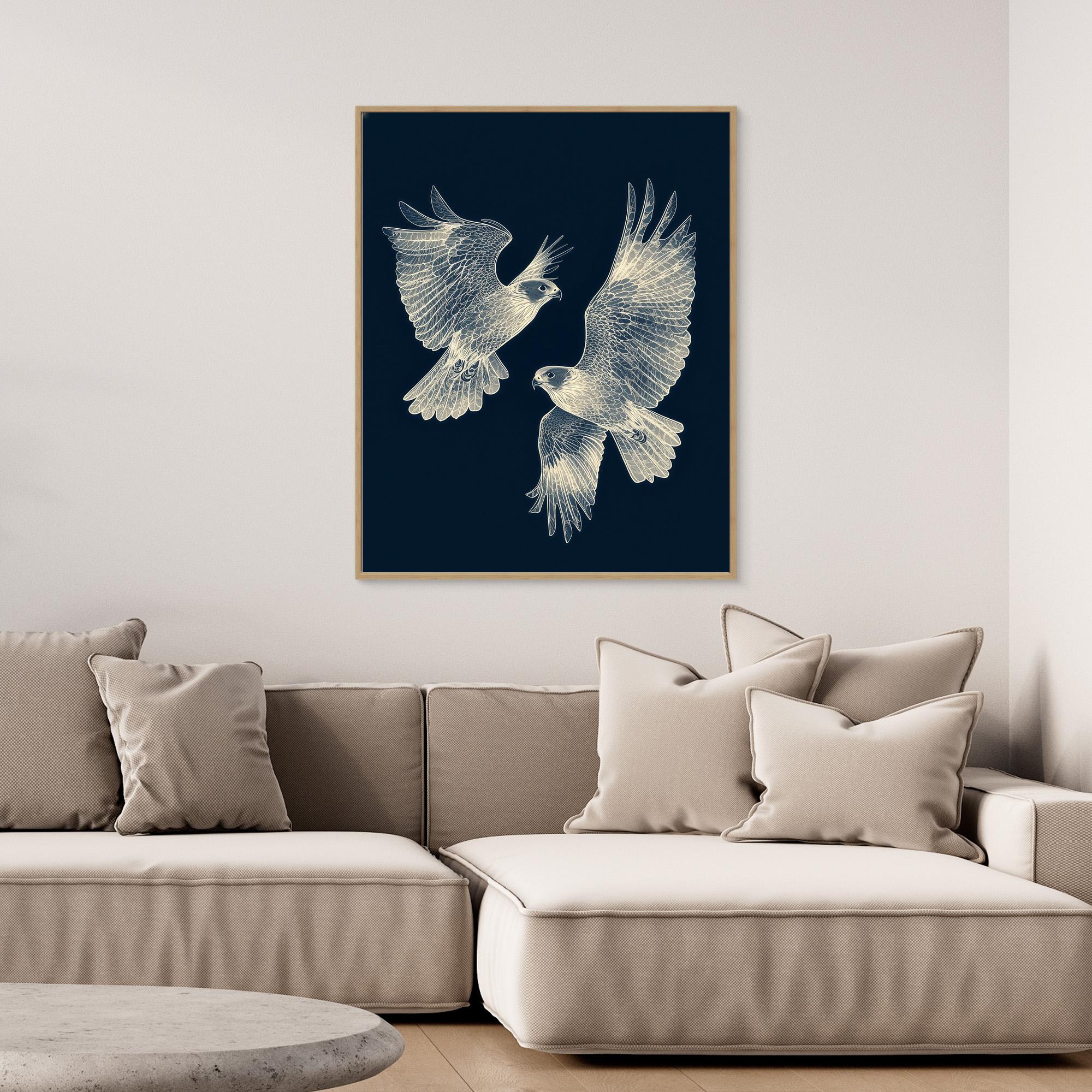 Large Framed Wall Art – Elegant Falcon Birds Canvas - Framed Pop Art