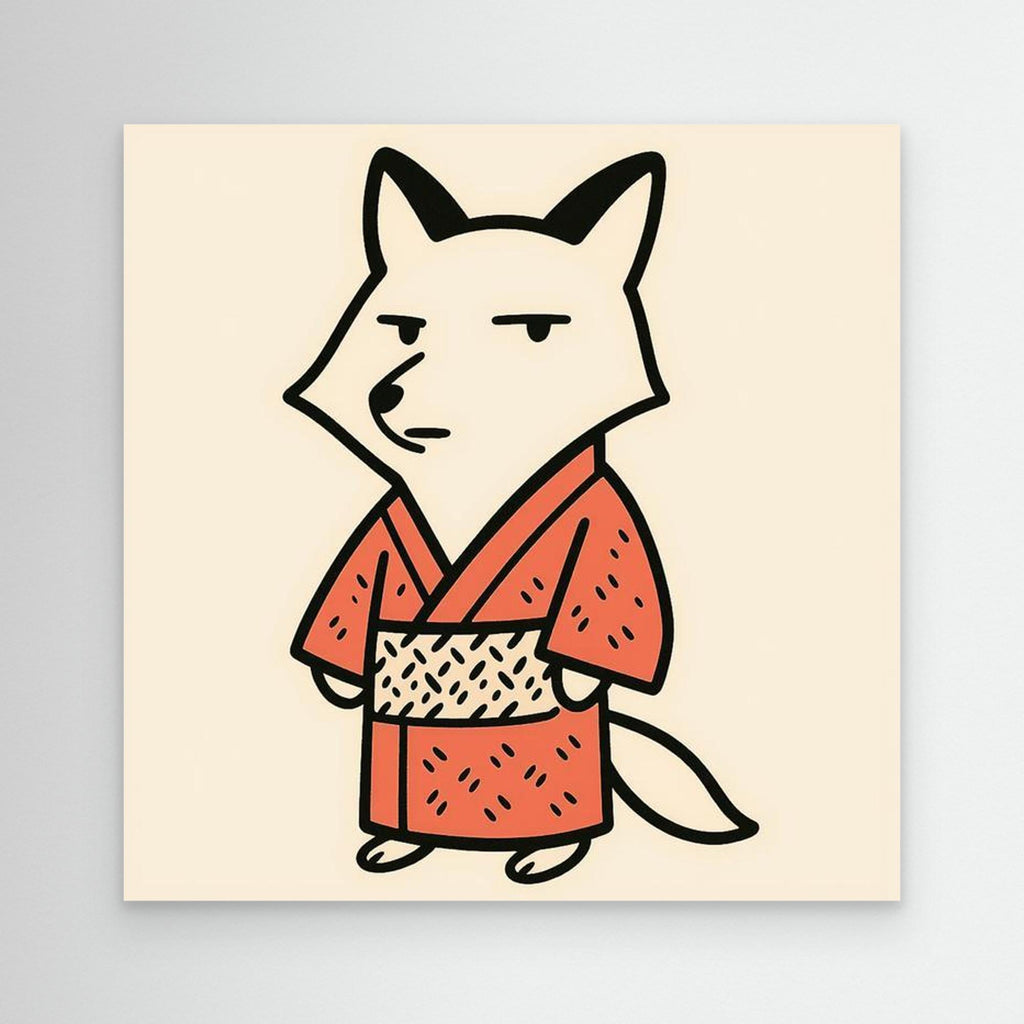 Japanese Fox Kimono Wall Art | Nursery & Playroom Decor - Framed Pop Art