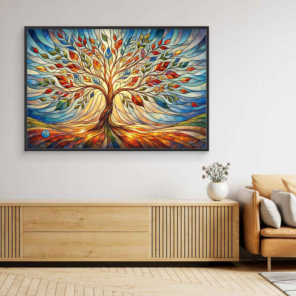 Multi Colour Tree Wall Art | Rainbow Living Room Decor