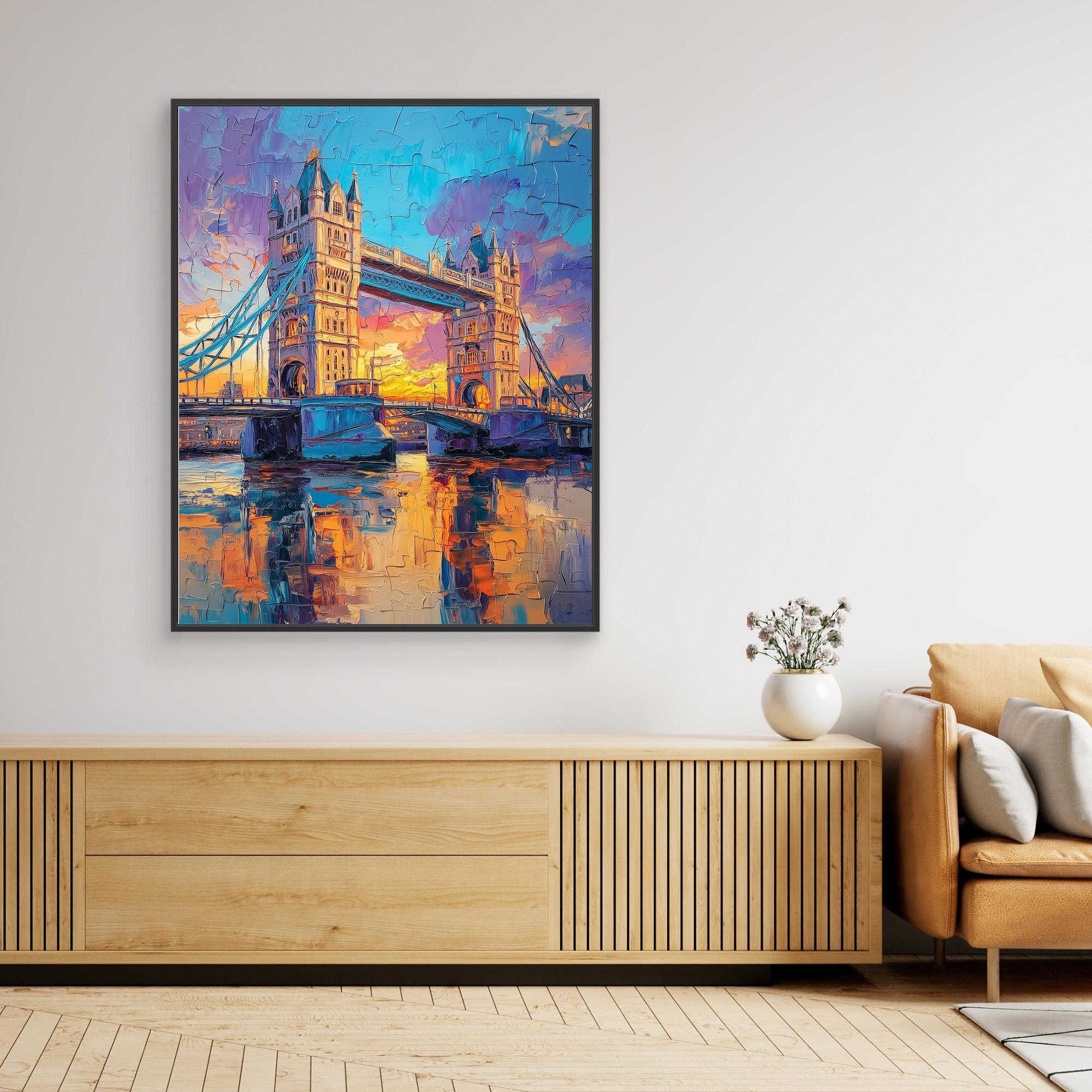 Hallway London Tower Bridge Sunset Canvas Wall Art - Framed Pop Art