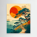 Bold Sunset Coastal Path Landscape Canvas Wall Art Print - Framed Pop Art