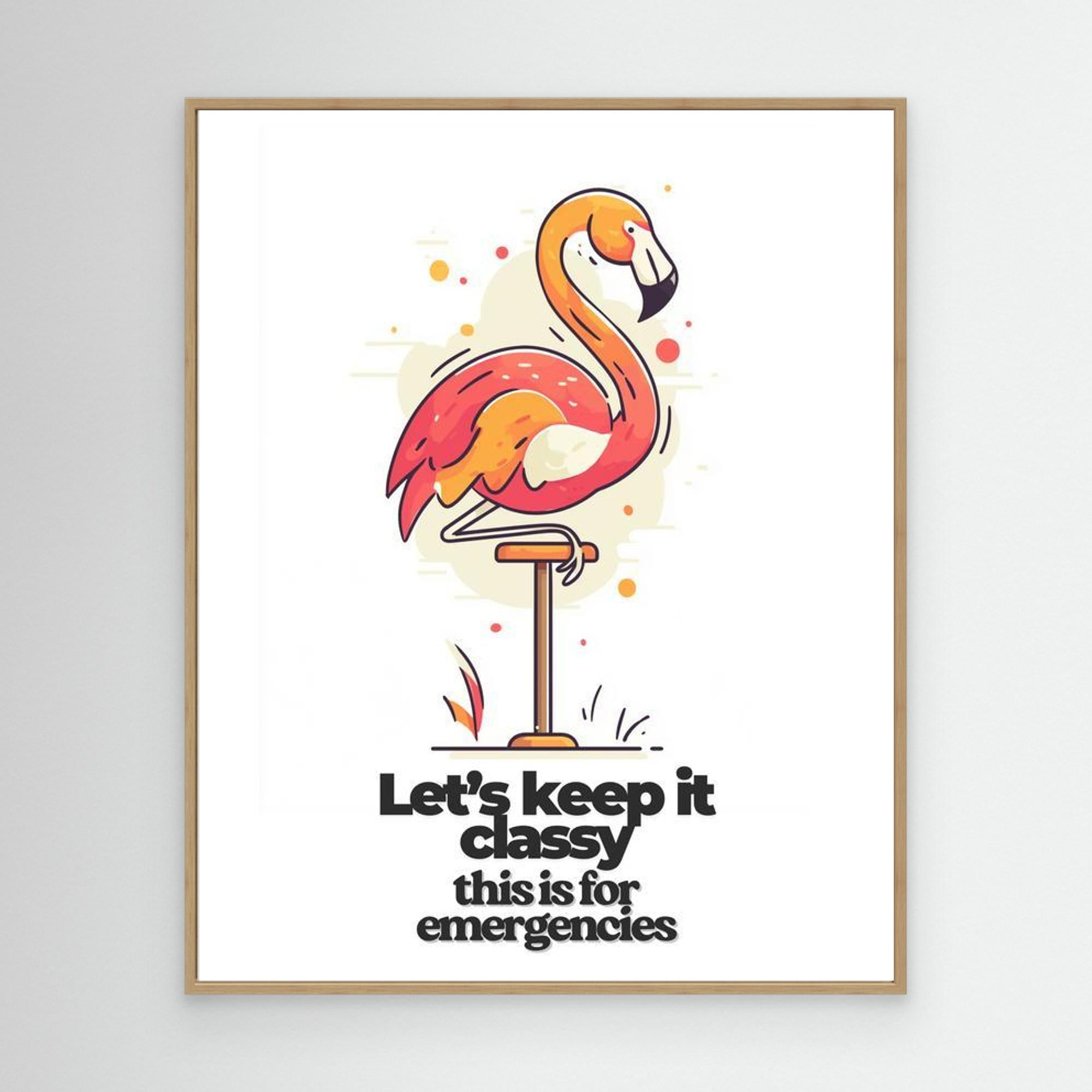 Funny Flamingo Art Print | Classy Bathroom & Bar Decor