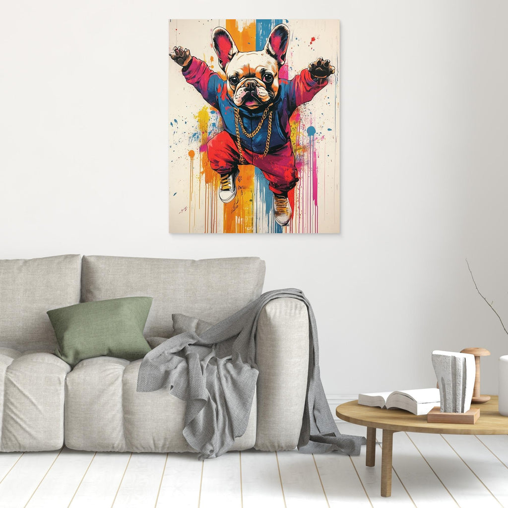 Teen Bedroom Pop Art French Bulldog Canvas Wall Print - Framed Pop Art