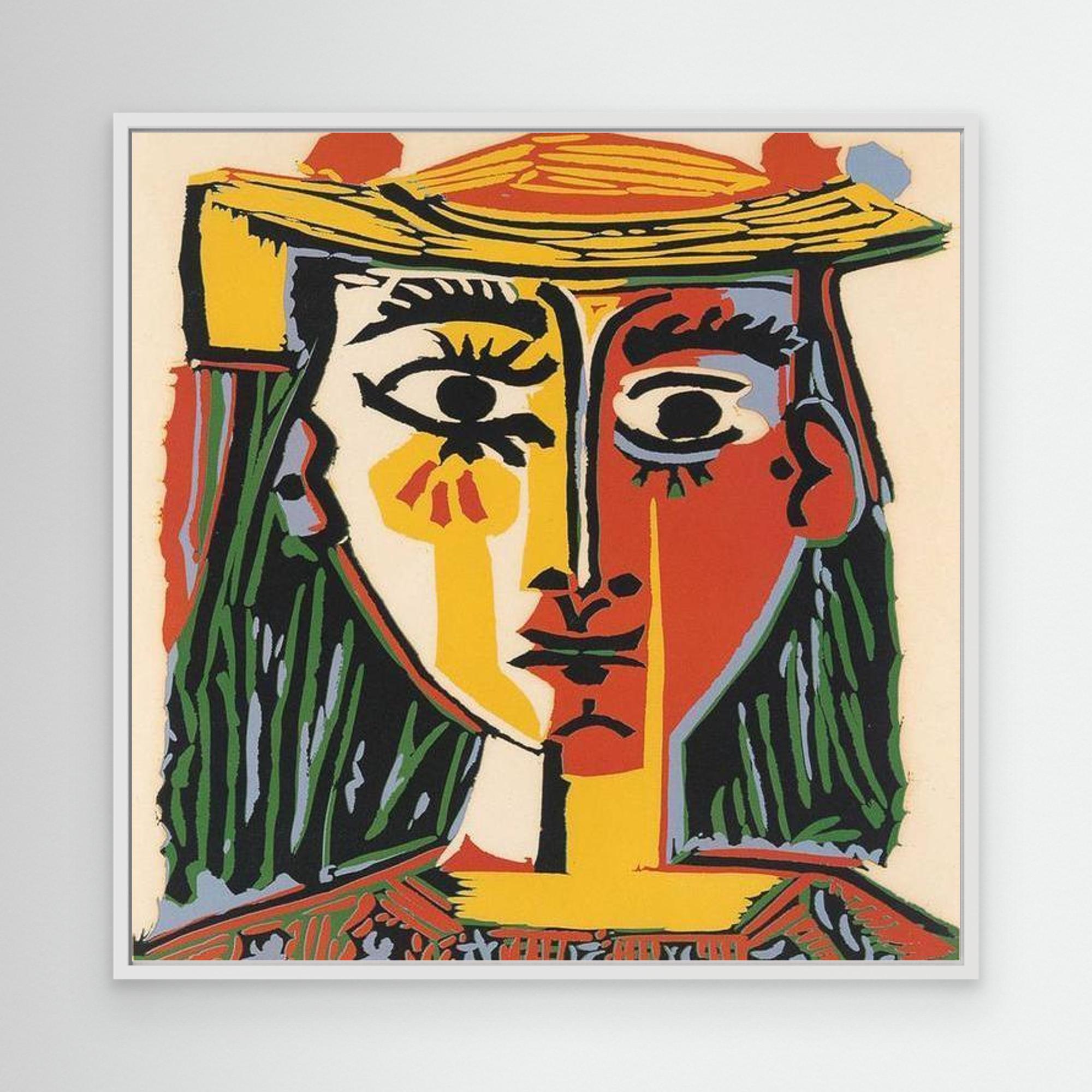 Abstract Cubist Face Art | Modern Hallway Wall Decor - Framed Pop Art
