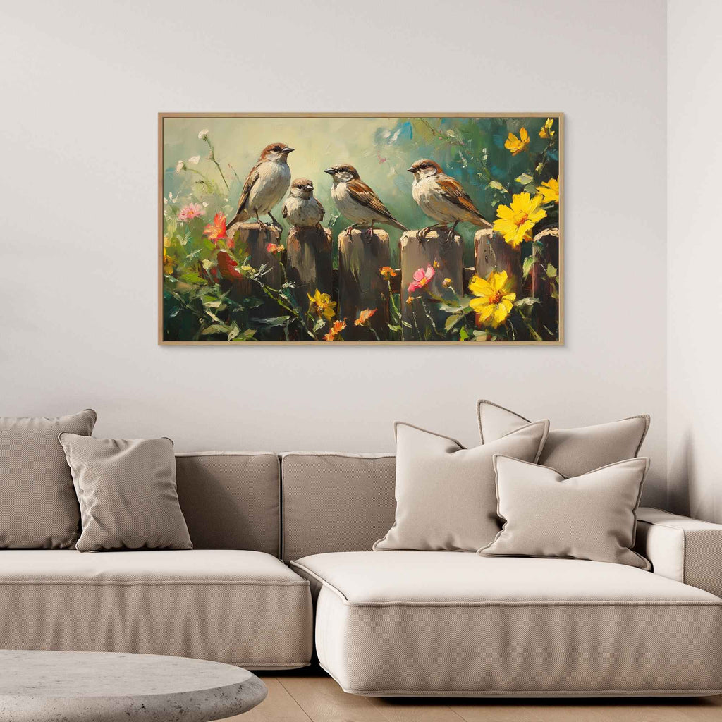 Sparrows on Fence Garden Art | Country Kitchen Wall Decor