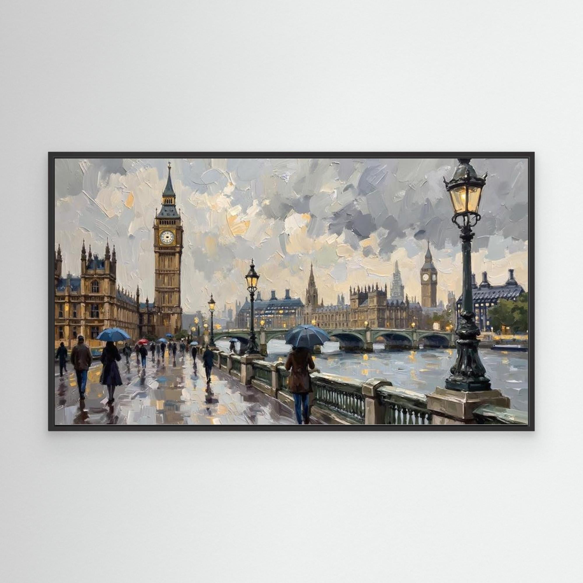 Rainy London Westminster Bridge Canvas Print