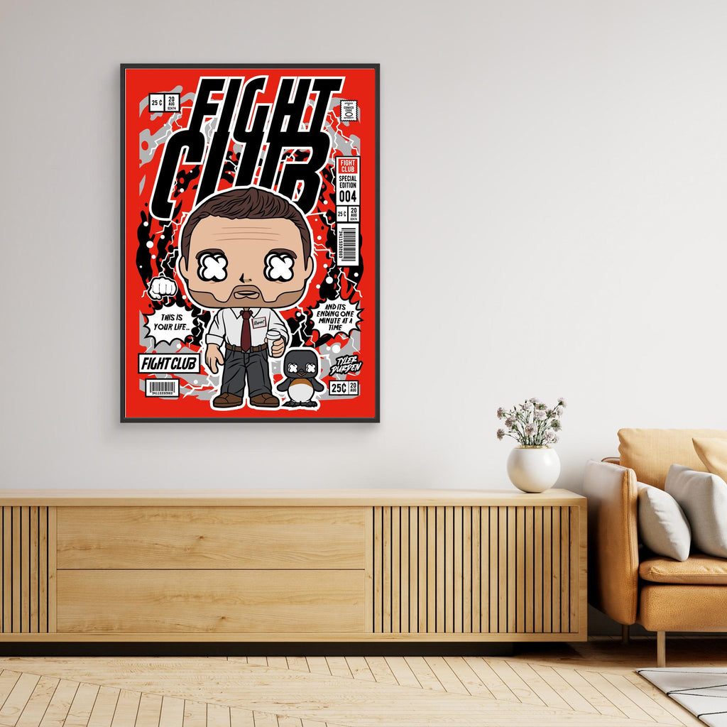 Fight Club Pop Art Canvas – Cool Lounge Wall Decor - Framed Pop Art