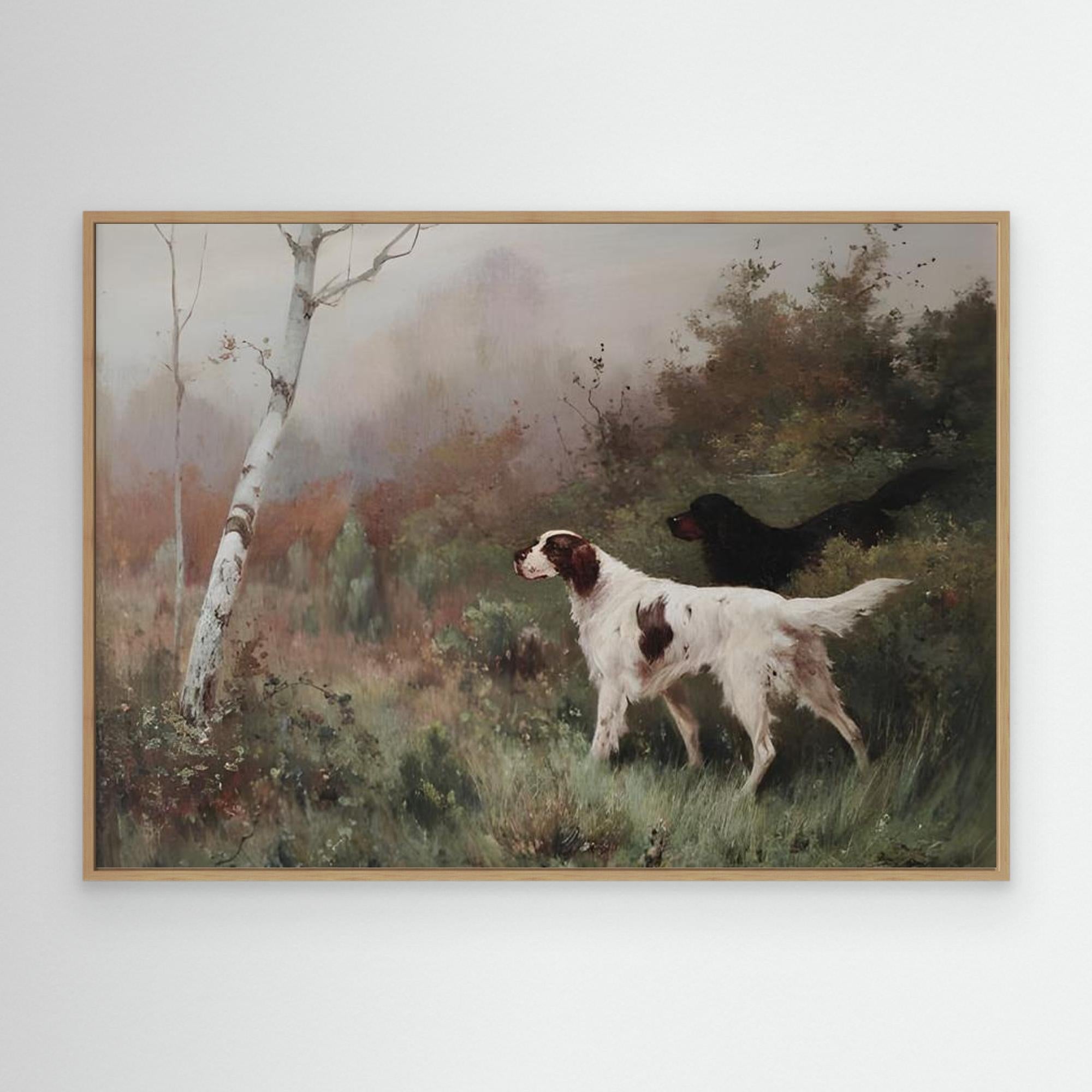 Vintage Hunting Dogs Landscape | Hallway Wall Art - Framed Pop Art