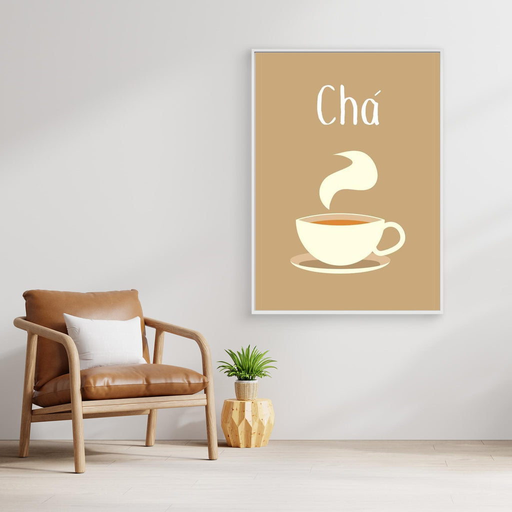 Modern "Chá" Tea Wall Art | Framed Canvas Kitchen Print - Framed Pop Art