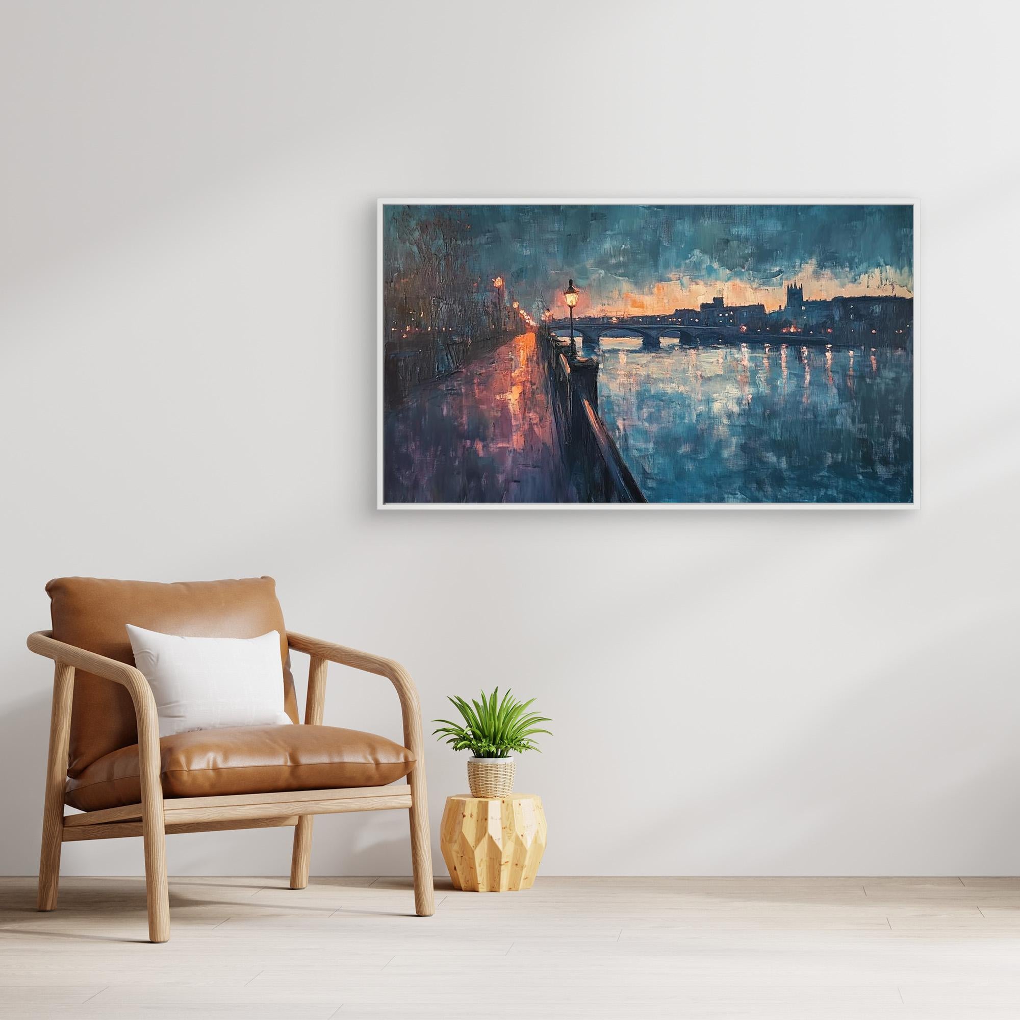 Maidstone Riverfront & Bridges Evening Canvas Print