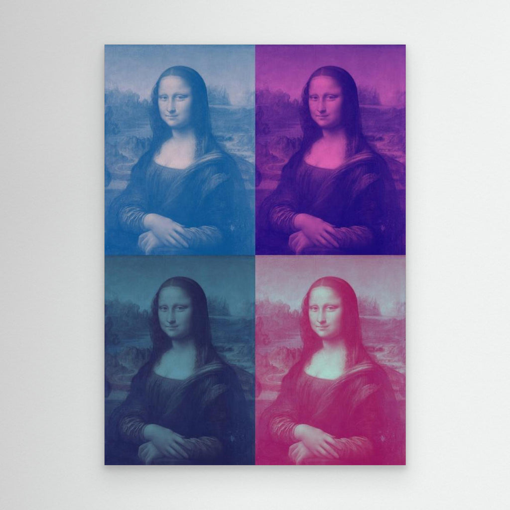 Mona Lisa Pop Art Canvas - Vibrant 4-Panel Framed Print - Framed Pop Art