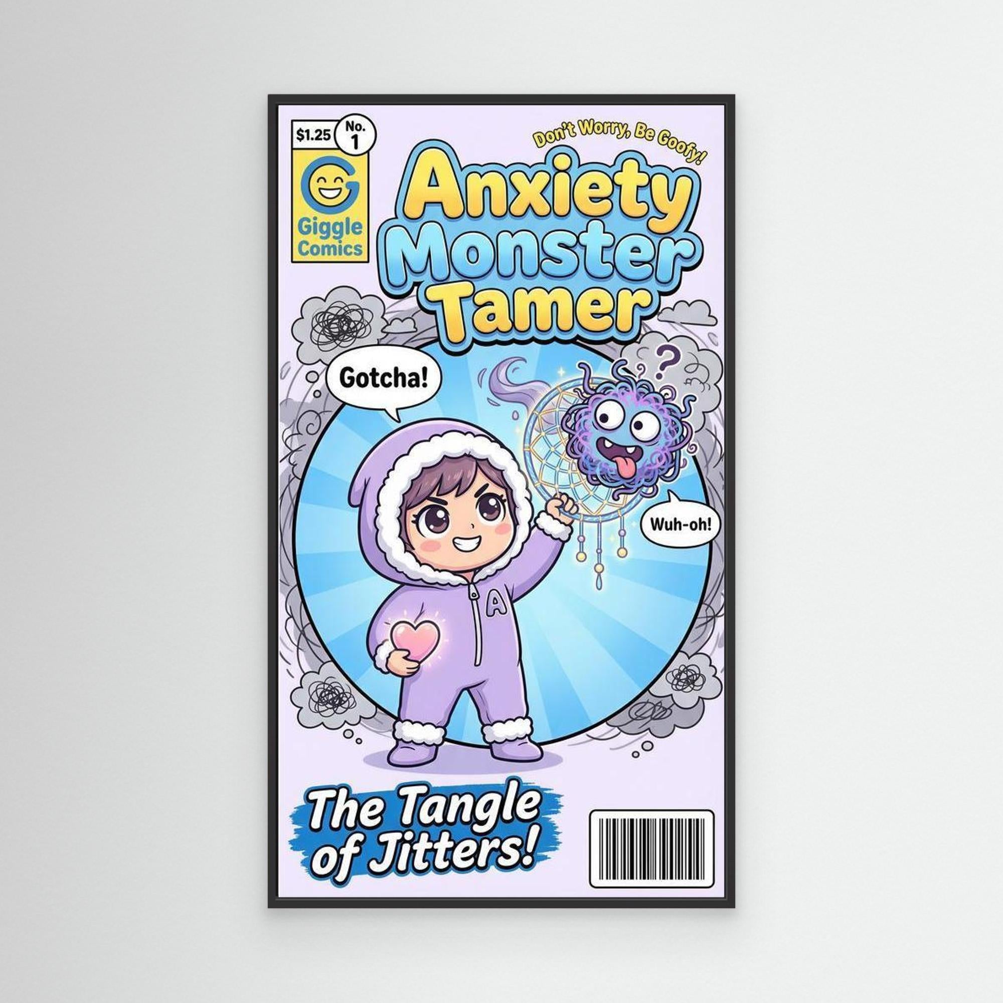 Anxiety Monster Tamer Comic Wall Art | Kids Room Decor