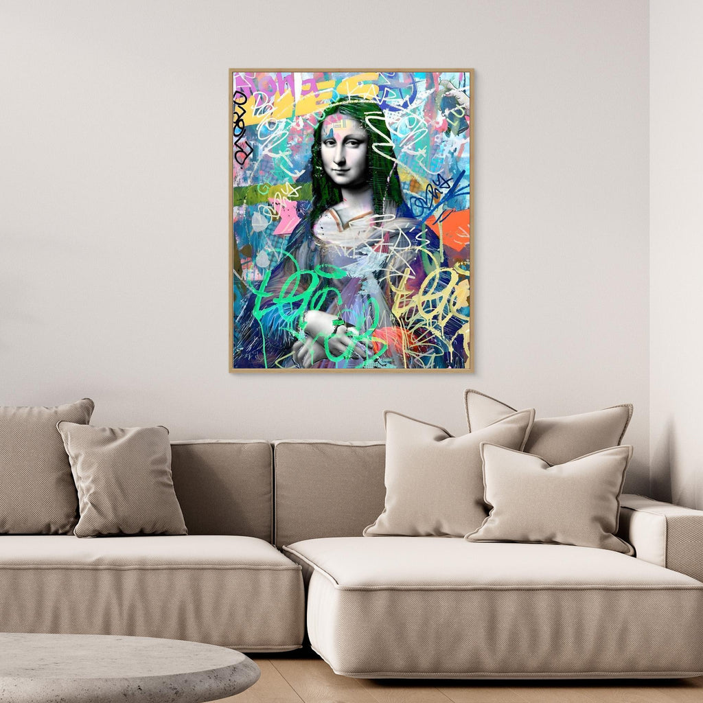 Mona Lisa Graffiti Street Art Canvas | Modern Pop Art Print - Framed Pop Art