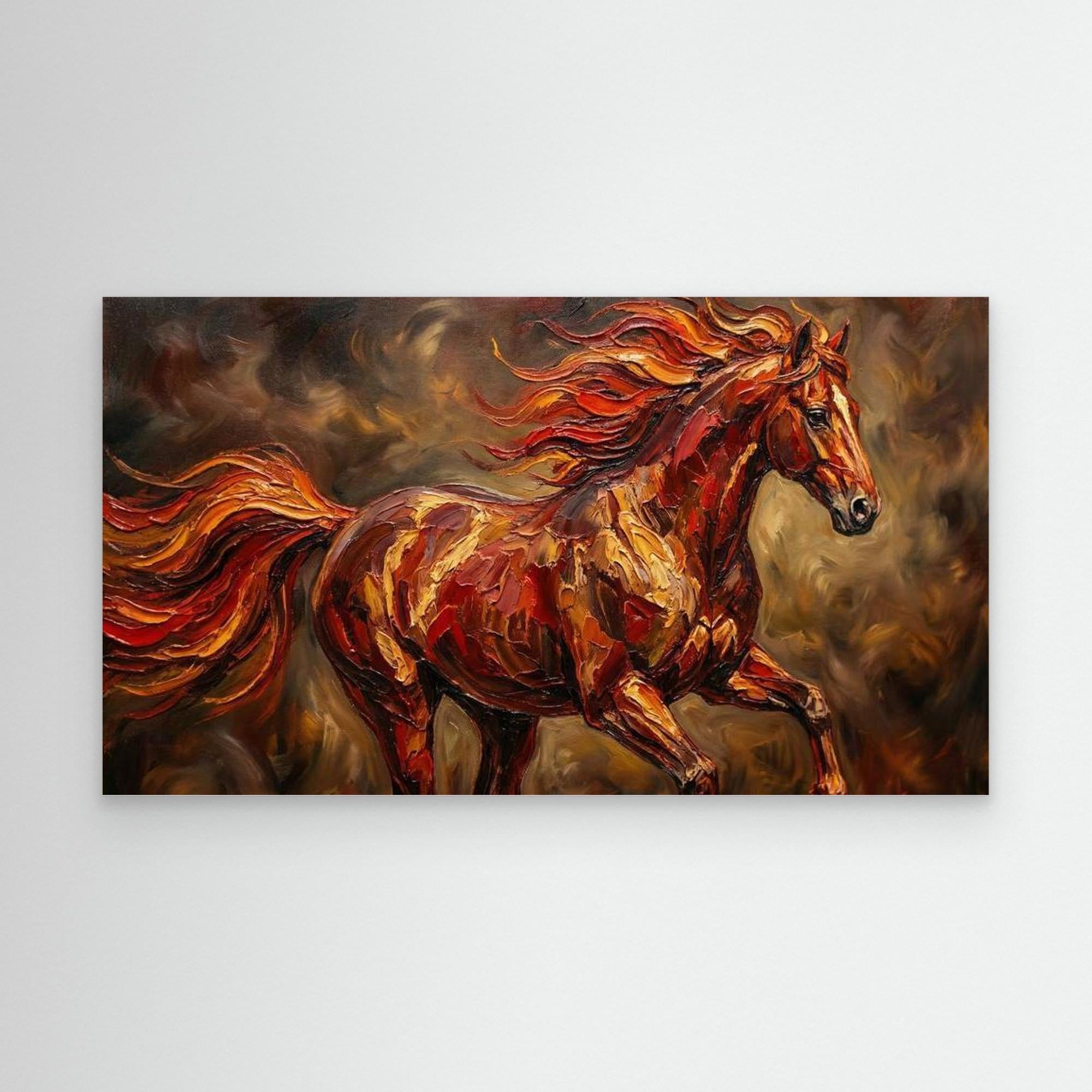 Fire Horse Chinese New Year Canvas Print for Lounge - Framed Pop Art