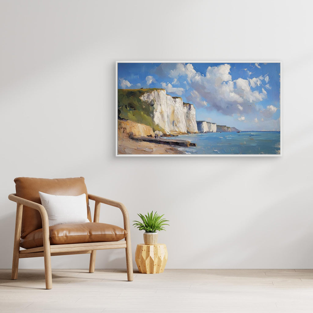 Dover Harbour & White Cliffs Coastal Canvas Wall Art Print