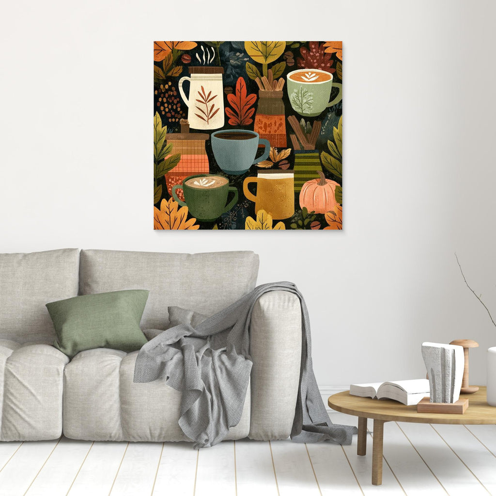 Autumn Coffee Mugs Wall Art | Cosy Kitchen & Nursery Decor