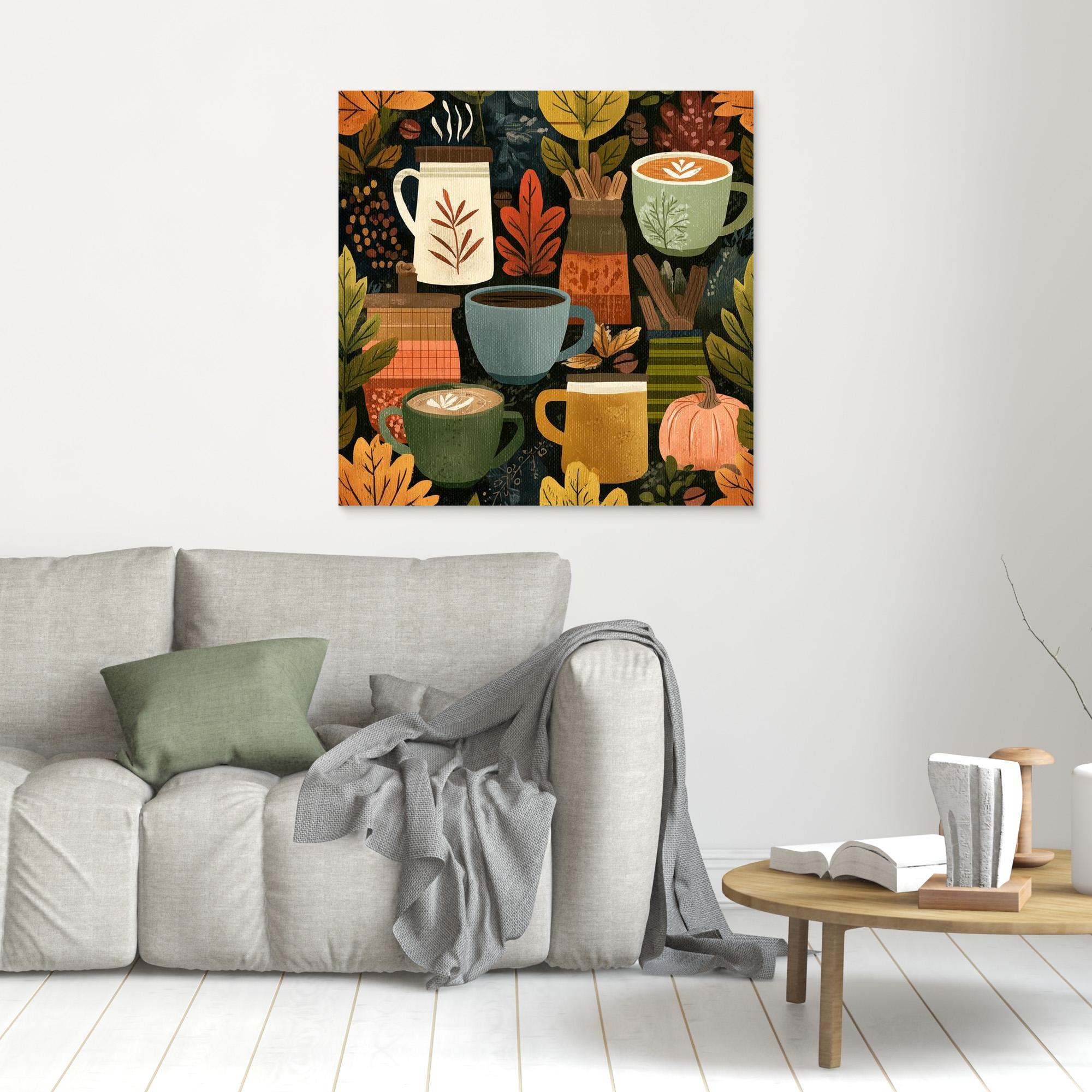 Autumn Coffee Mugs Wall Art | Cosy Kitchen & Nursery Decor