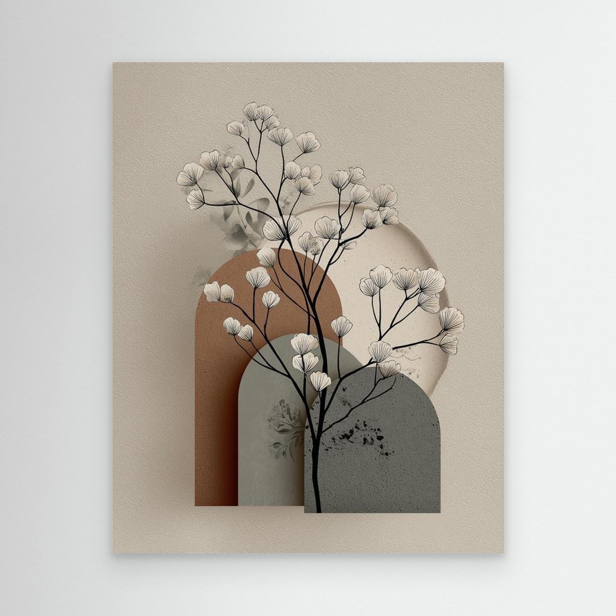 Minimalist Botanical Arch Framed Canvas Wall Art