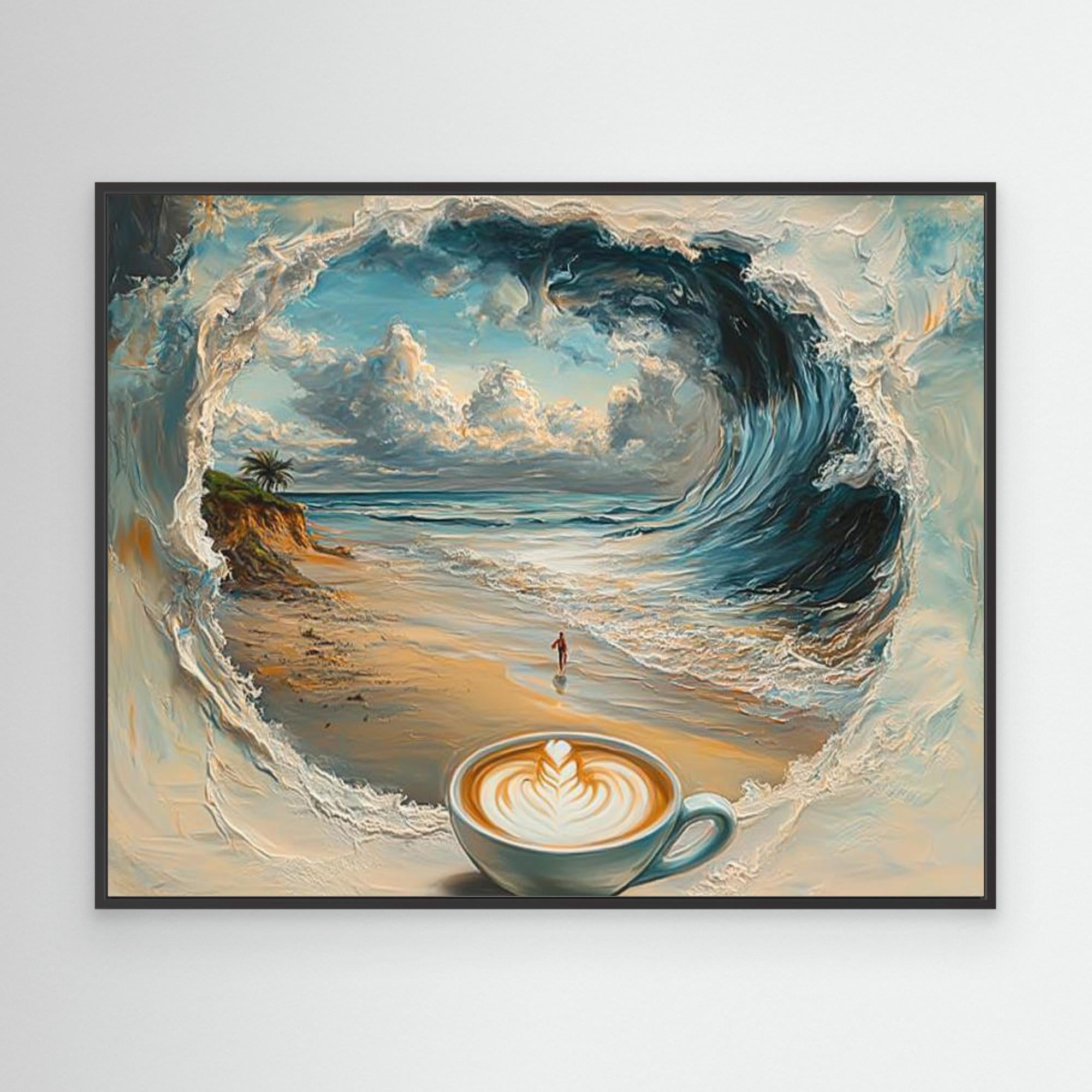 Coffee Wave Beach Wall Art | Modern Kitchen & Office Decor