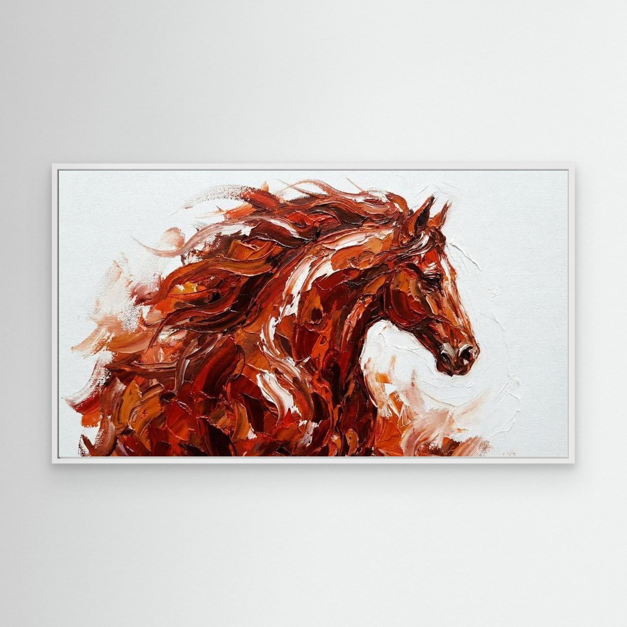 Fire Horse Canvas Print for Modern Living Room Decor - Framed Pop Art