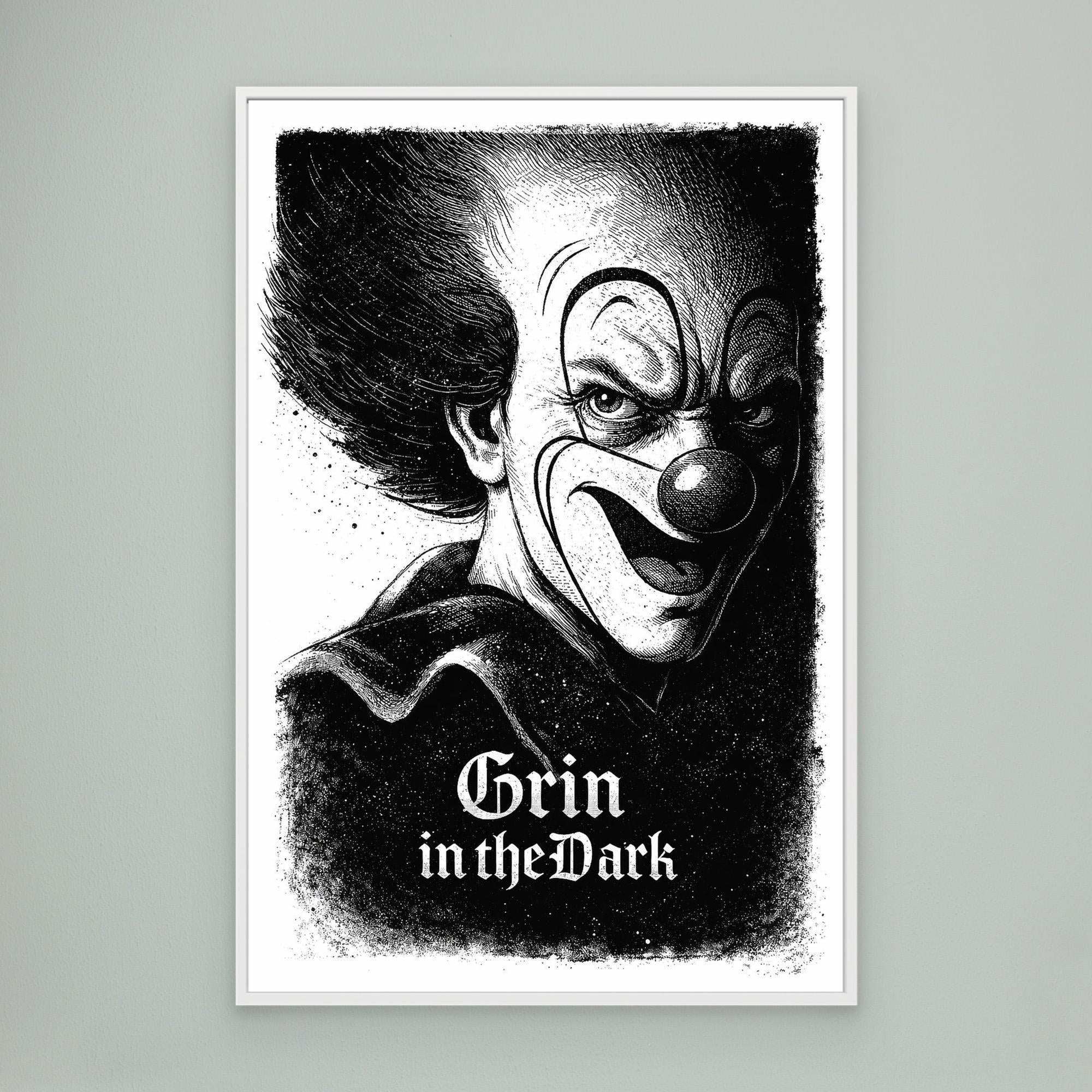 Grin in the Dark Creepy Clown Canvas