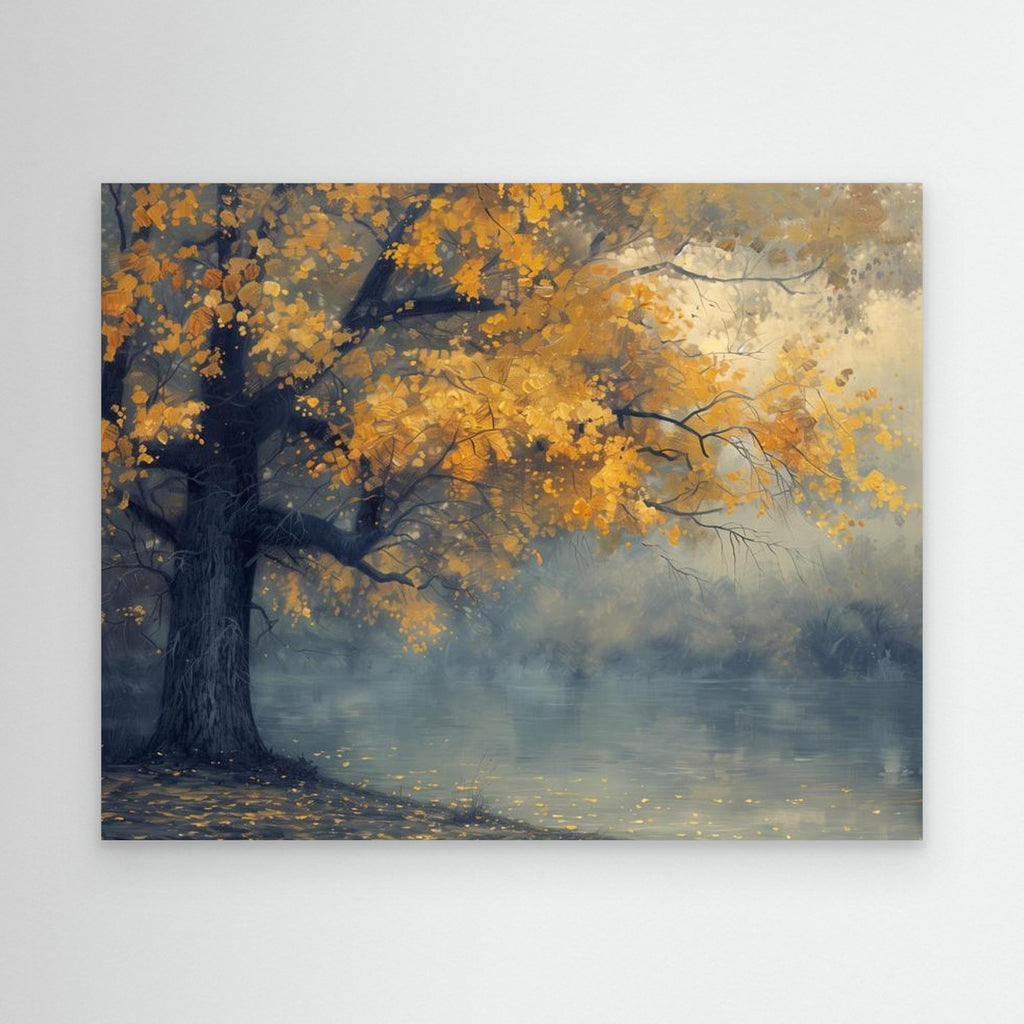 Autumn Lake Reflections Canvas - Impressionist Landscape Art