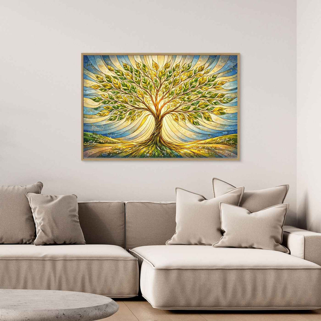 Green Tree of Life Wall Art | Sunlit Hallway Wall Decor