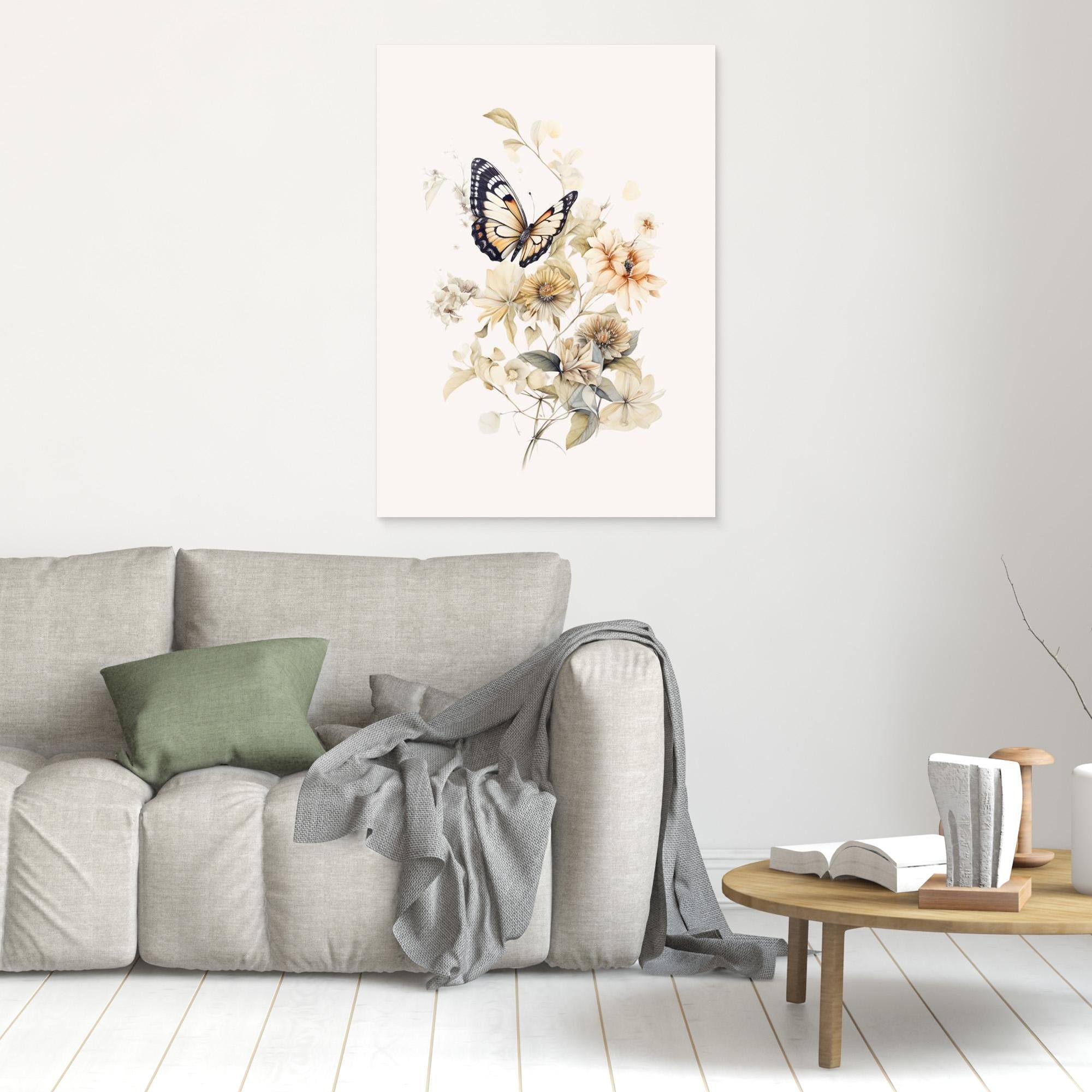 Butterfly Botanical Wall Art | Soft Nursery Decor - Framed Pop Art
