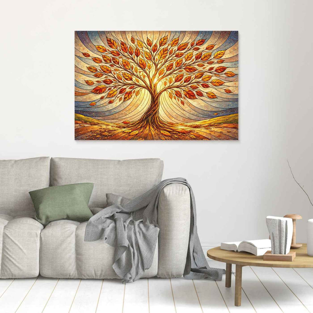 Tree of Life Wall Art | Autumn Leaves Living Room Decor